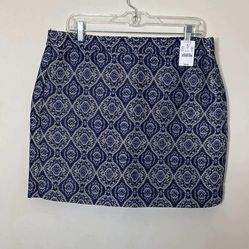 NWT J CREW Fully Lined Blue and Tan Skirt